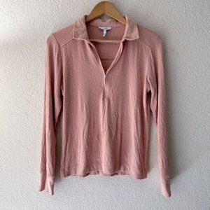 Reiss Pink Milina Rib Knit Zip Up Top Size Large
